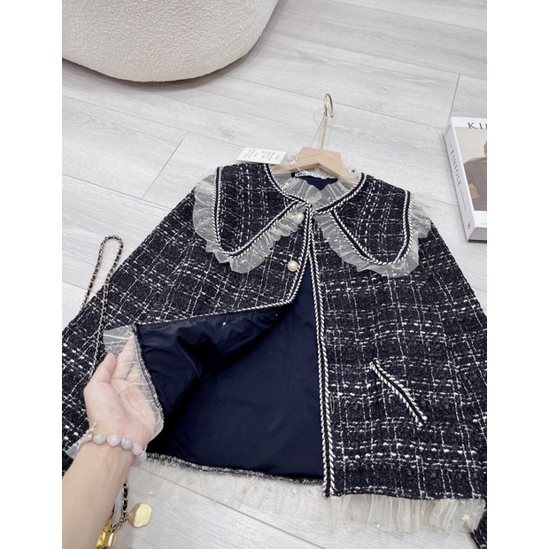 [ 𝐅𝐑𝐄𝐄 𝐒𝐇𝐈𝐏 ]  ÁO DẠ CARO VIỀN BÈO CÚC NGỌC CỔ PITER