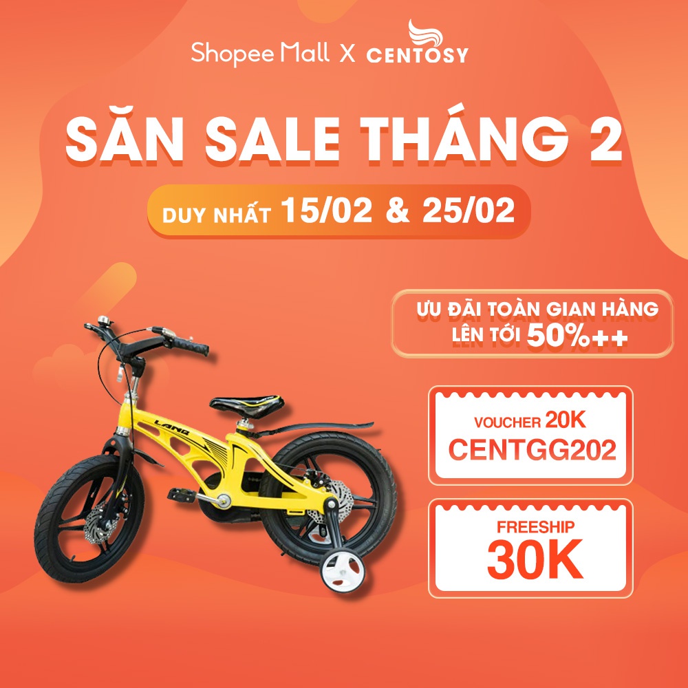 Xe Đạp Thể Thao Cao Cấp Cho Trẻ Em Từ 2-10 Tuổi [Centosy - LANQ 46] - Khung Chắc Chắn, Có Bánh Phụ - Centosy Miền Bắc