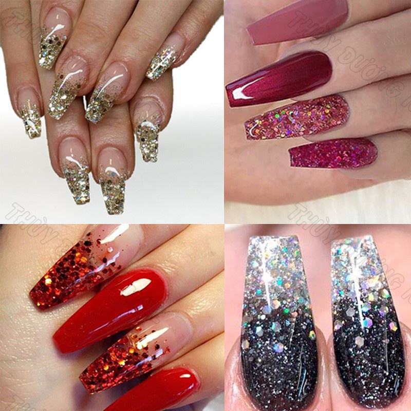 Set nhũ kim tuyến 12 màu ẩn gel, chuyên dùng làm nail, mix màu, 10g/hũ