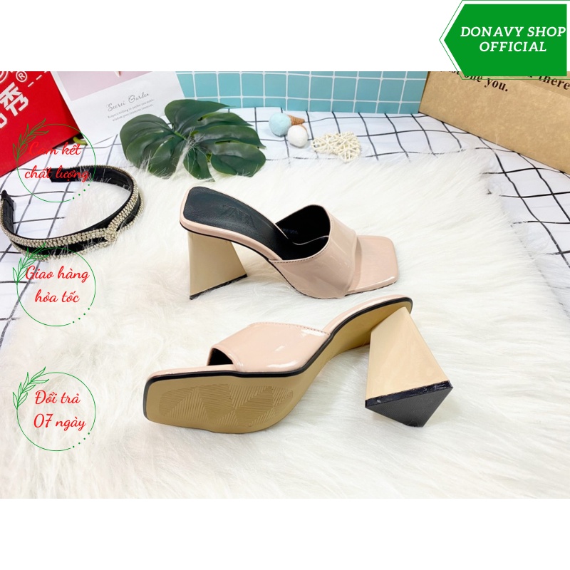 [ Siêu Phẩm ] Giày Cao Gót Nữ Đế Vuông Thời Trang Dáng Guốc Cao 8P Quai Ngang Bản To Cao Cấp GCGQNBT8p