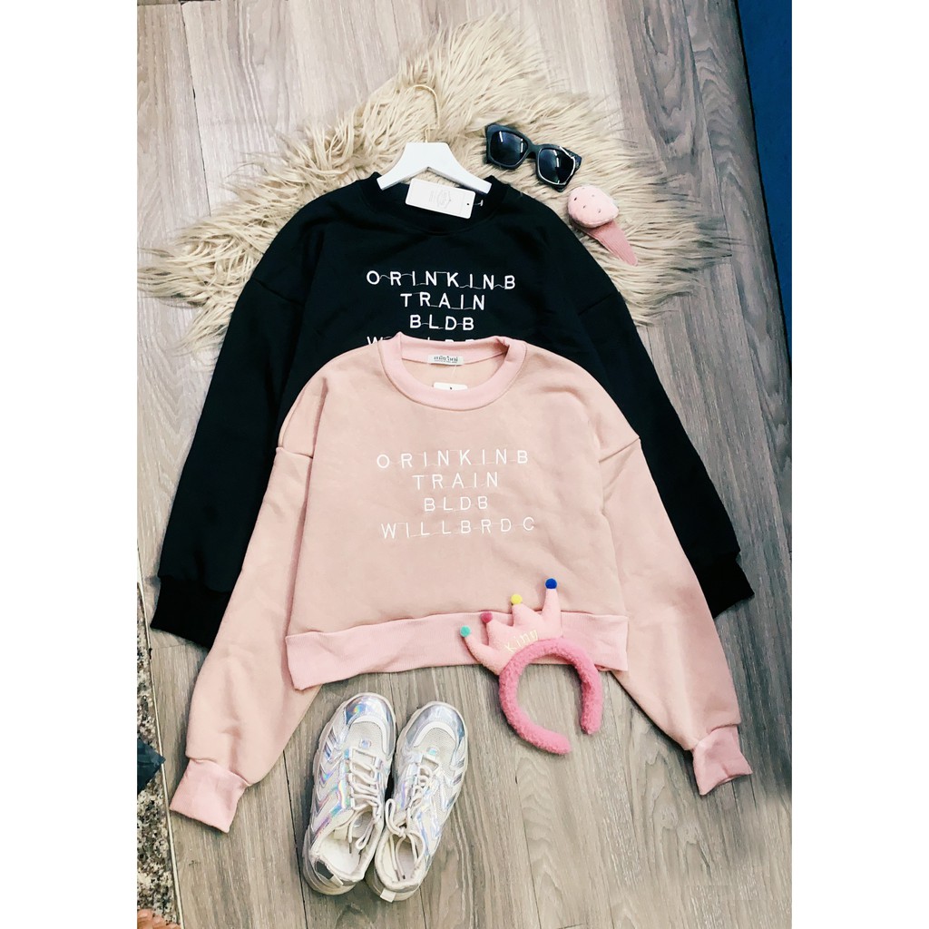 Áo croptop sweater nỉ ngoại cao cấp ulzzang cho nữ BIGSIZE ❤