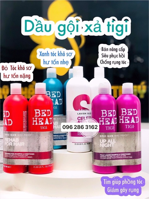 [CHÍNH HÃNG] Cặp Dầu Gội Xả TIGI 750ml ( Tigi đỏ, xanh, tím, trắng, catwalk)