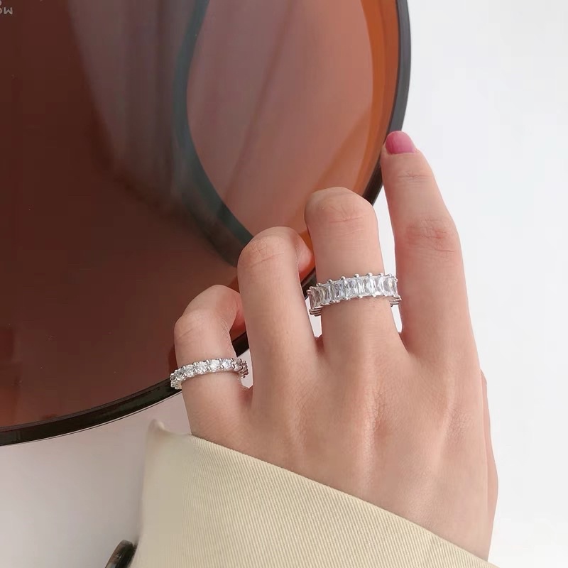 Nhẫn bạc nữ nạm đá tràn viền dòng cao cấp DaLiA Jewelry nhẫn bạc nữ cá tính