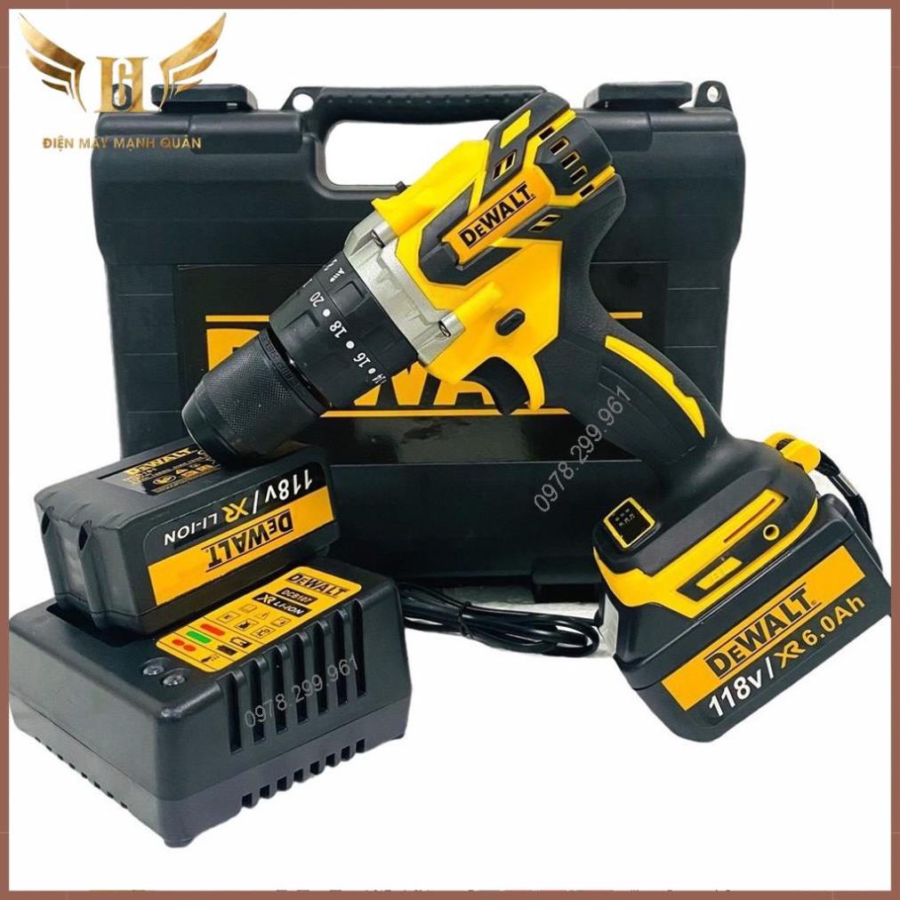 Máy Khoan Pin De.WaLT 118V, Máy Bắn Vít Động Cơ Không Chổi Than, 3 Chức Năng Có Búa, Tặng Bộ Phụ Kiện Như Hình
