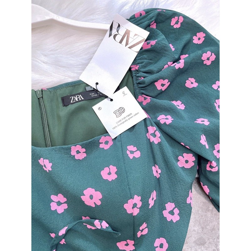 Váy xanh hoa dút sườn cúp ngực | BigBuy360 - bigbuy360.vn