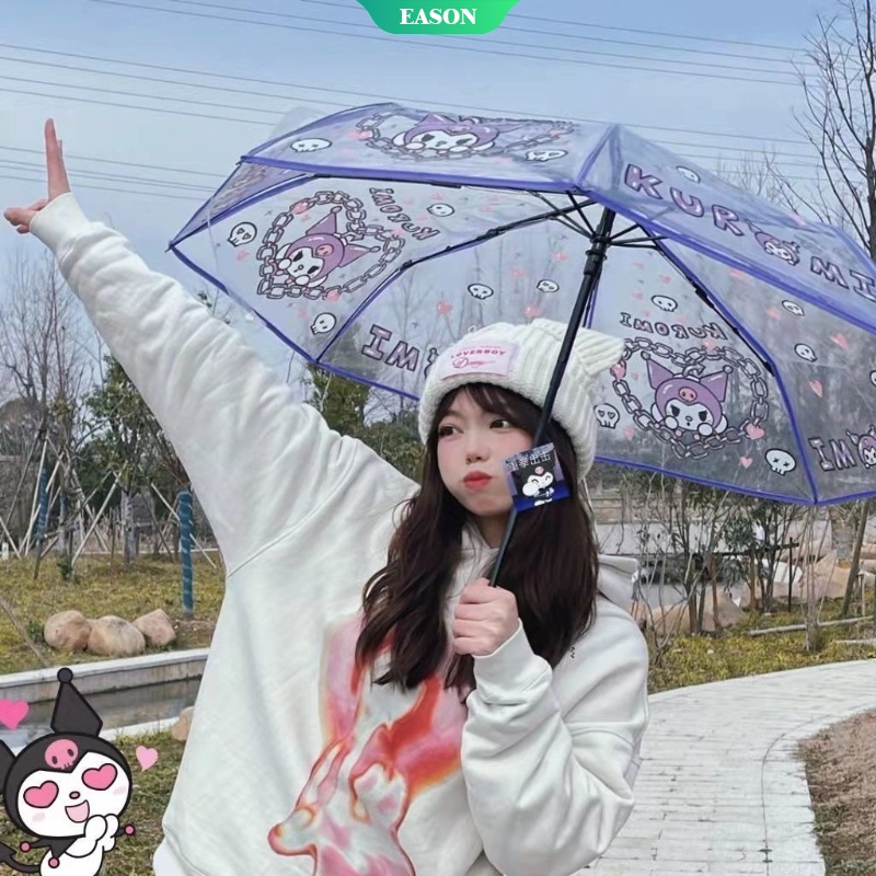 Sanrio Dù Gấp Tự Động Dày Dặn In Hình Kuromi Dễ Thương
