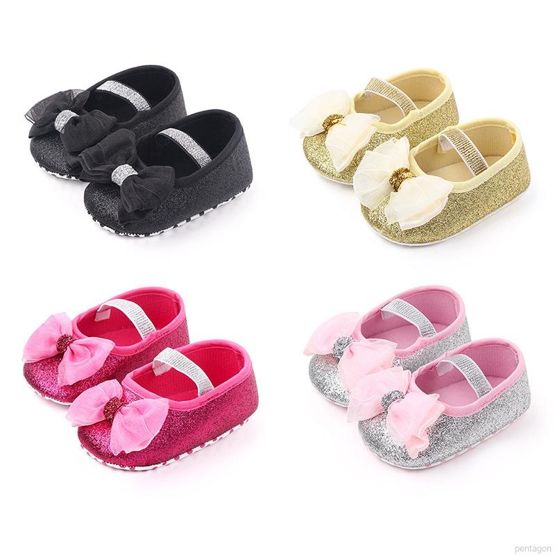 Giày búp bê đế mềm chống trượt đính nơ dễ thương nhiều màu tùy chọn cho bé gái tập đi