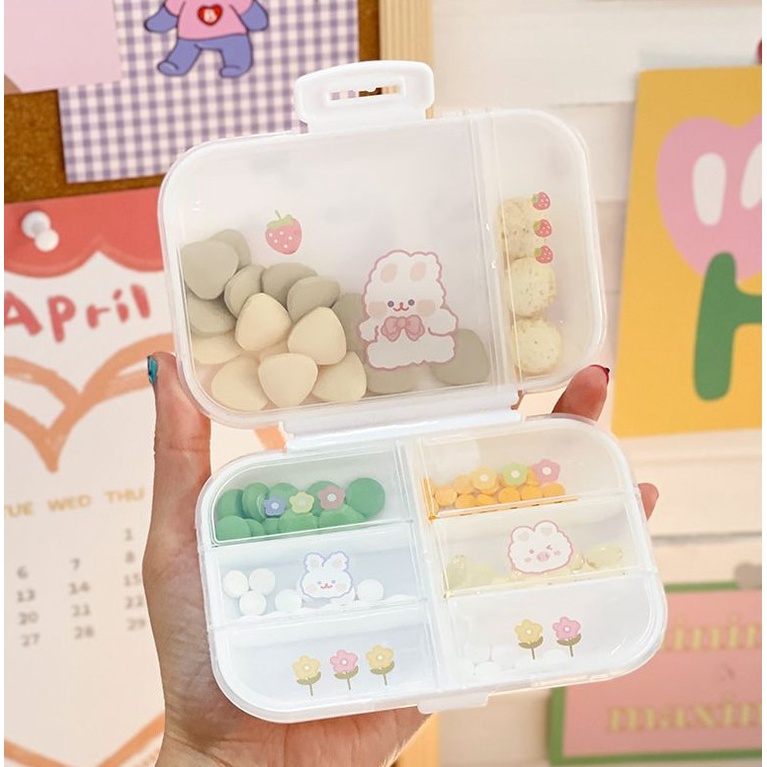 Hộp đựng trang sức/thuốc uống/đinh vít mini nắp đậy trong suốt tiện dụng