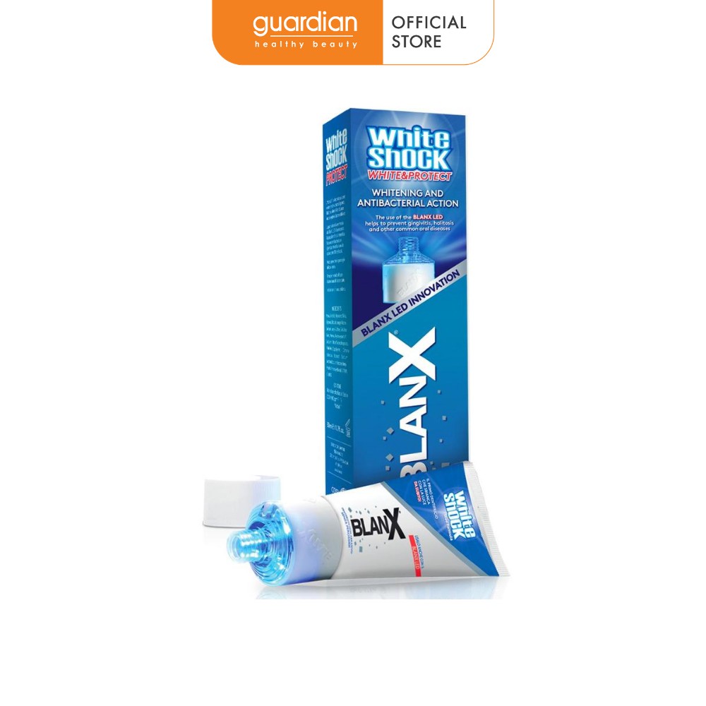 Kem Đánh Răng Blanx White Shock Power White Treatment Led Bite Trắng Sáng Kèm Đèn Led (50ml)