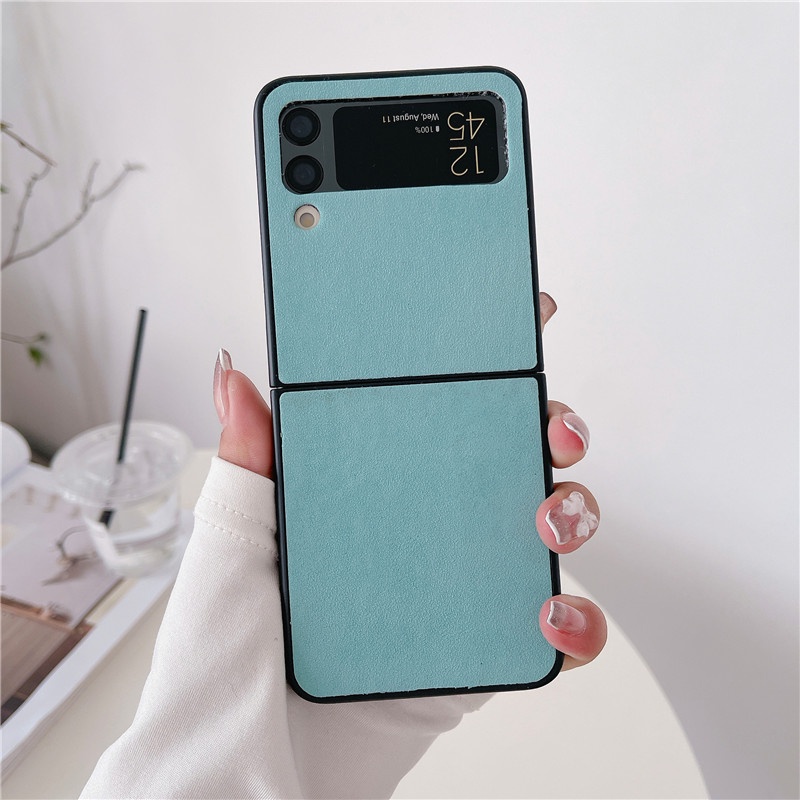 Ốp Điện Thoại Silicon Phối Da Nắp Gập Màu Trơn Chống Sốc Cho Samsung Galaxy Z Flip 3 5G Flip3 Zflip3 Samsung Z Flip3 Z3