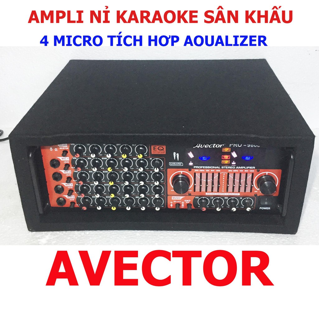 Ampli sân khấu nỉ Amply karaoke nghe nhạc hội thảo AVETOR 9 8 0 0 CÔNG SUẤT LỚN 640W TẶNG USB BLUETOOTH