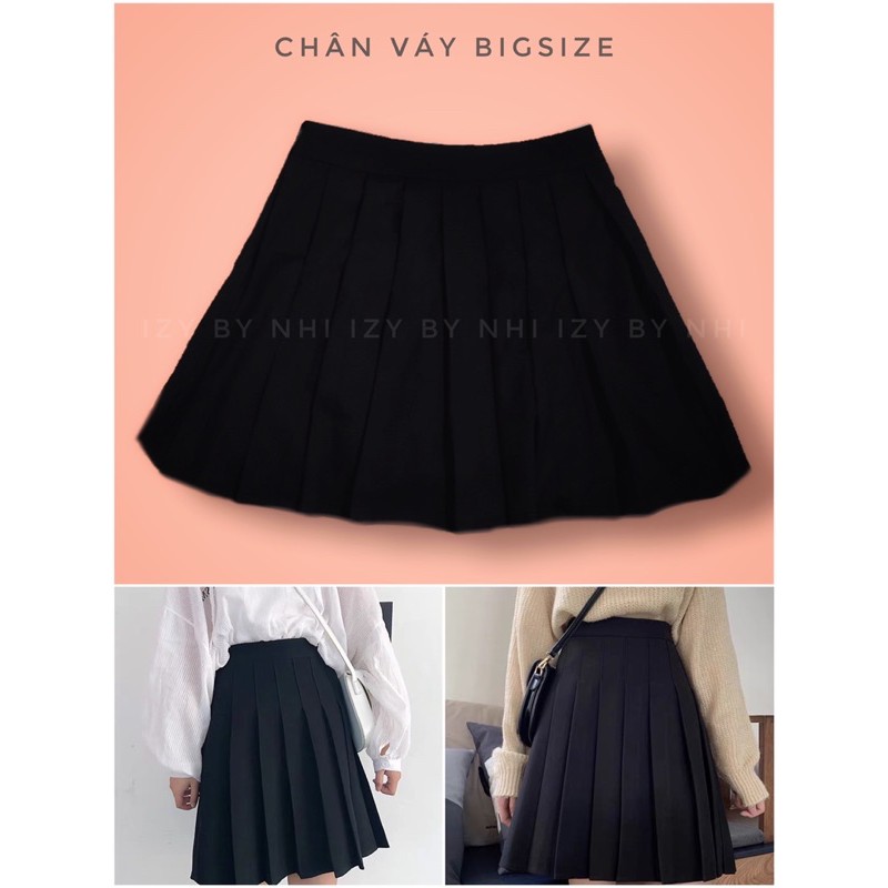 CHÂN VÁY XẾP LY MÀU ĐEN BIGSIZE - IZYBYNHI