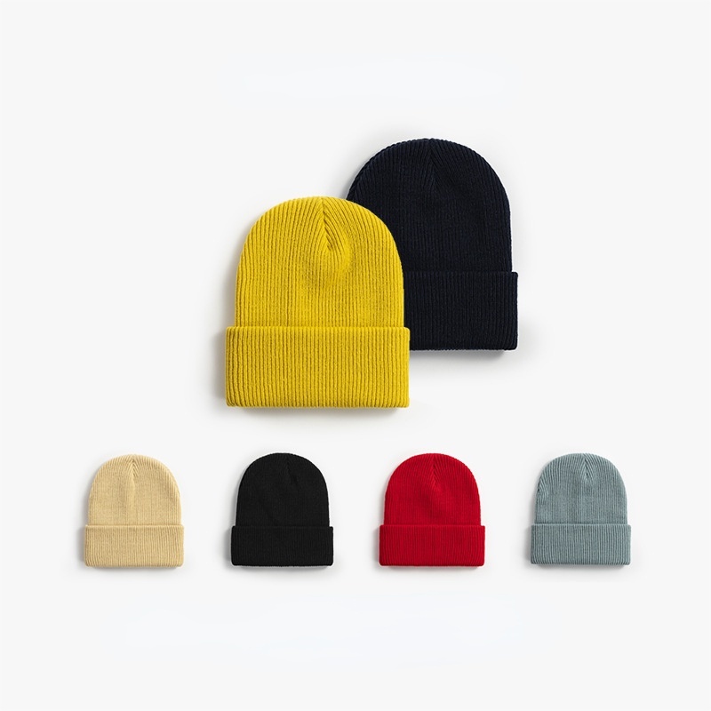 Mũ beanie LINJW vải cotton dệt kim màu trơn thời trang thu đông 2021 cho nam và nữ