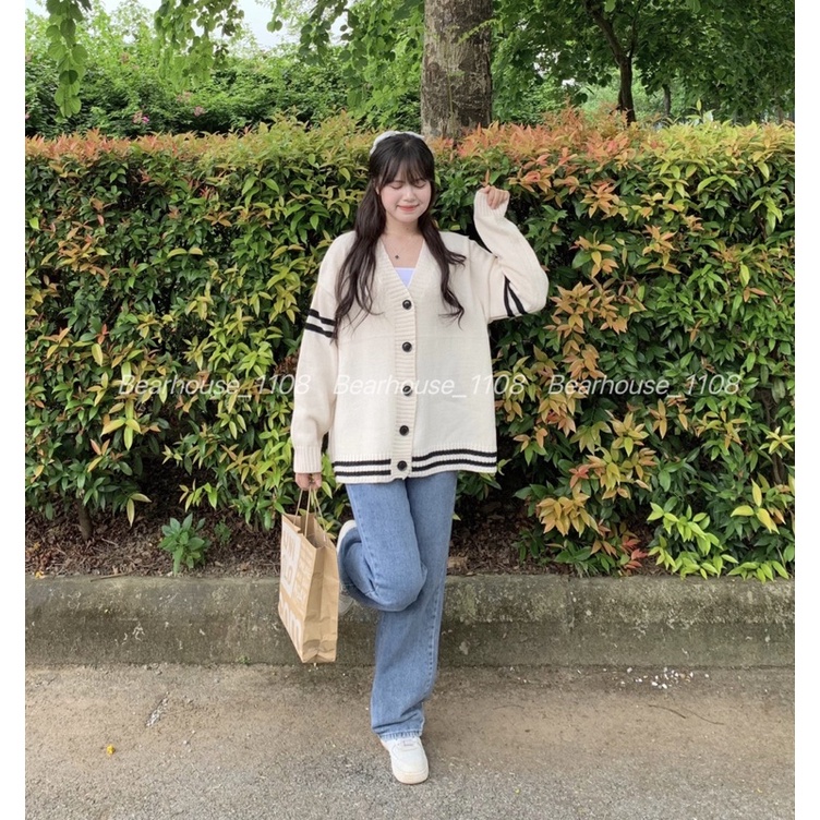 💐 ÁO CARDIGAN BE TAY KẺ NGANG BASIC SIÊU HOT HÀN 💐