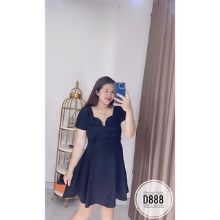 Bigsize Đầm nơ trơn D888