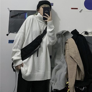 áo len cổ cao cổ lọ form dáng rộng dài unisex xám sz m