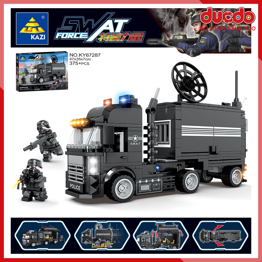 KAZI KY 67287 Lắp ghép xe đặc nhiệm cảnh sát SWAT - Đồ chơi Xếp hình lính Mô hình Mini Minifigures Army