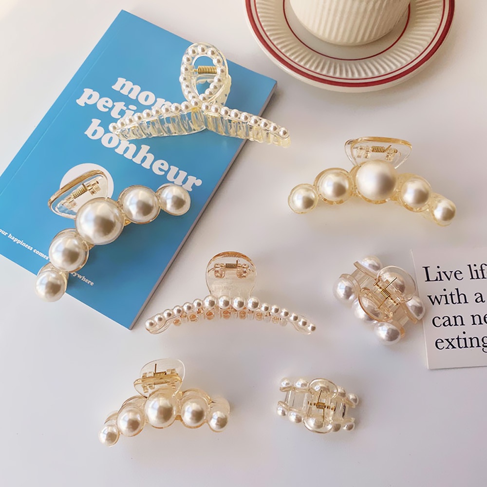 (Hàng Mới Về) Kẹp Tóc Càng Cua Đính Ngọc Trai Thời Trang Cho Nữ Mihan1