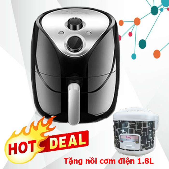 [TẶNG NỒI CƠM ĐIỆN 1.8L] Nồi chiên không dầu karlis