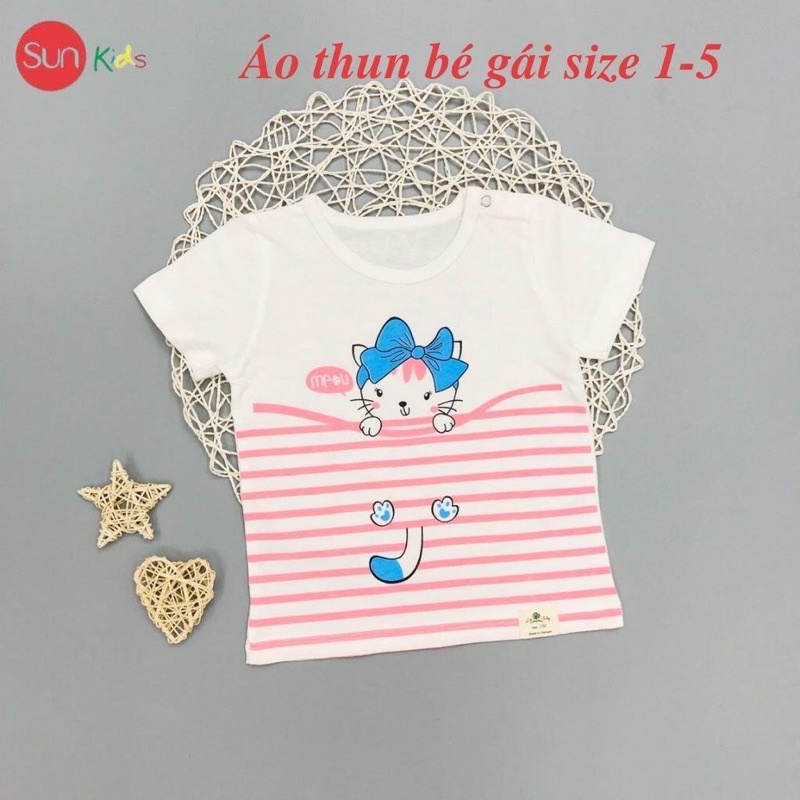 Áo thun cho bé gái, áo phông bé gái chất cotton mềm mát, size 1 - 5 tuổi - SUNKIDS1