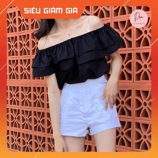 Áo Trễ Vai Bẹt Vai Đen - Vai Co Giãn Style Bánh Bèo Freesize Đen Clothing