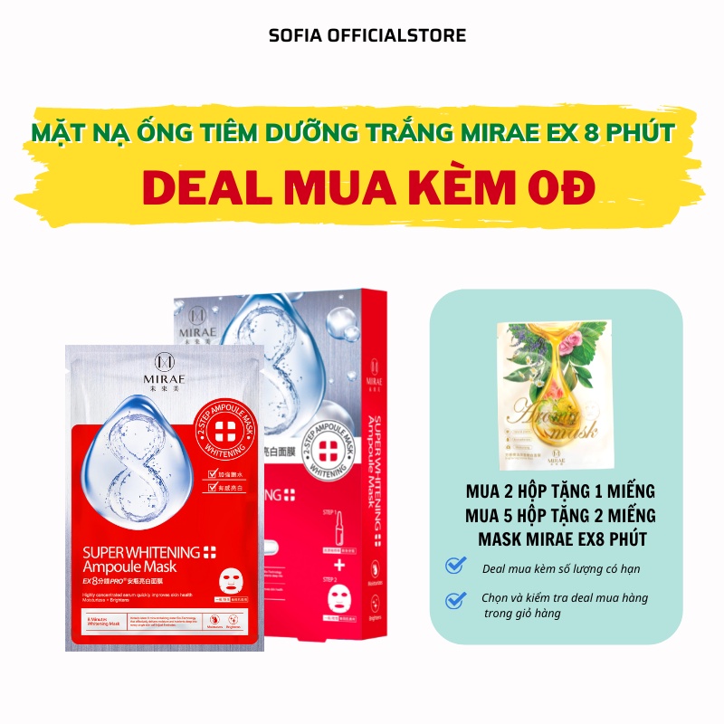 Mặt Nạ Dưỡng Trắng MIRAE EX8 Phút Làm Mờ Thâm, Cung Cấp Độ Ẩm Mặt Nạ Ống Tiêm Dưỡng Trắng Cấp Tốc 1.5ml/ống, 20ml/miếng