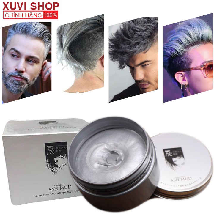 Wax Vuốt Nhuộm Tóc Tạo Kiểu Đổi Màu Tạm Thời ASH MUD Nhật Bản 9 Màu 120g Chính Hãng (xám khói, xanh dương) - XUVI SHOP