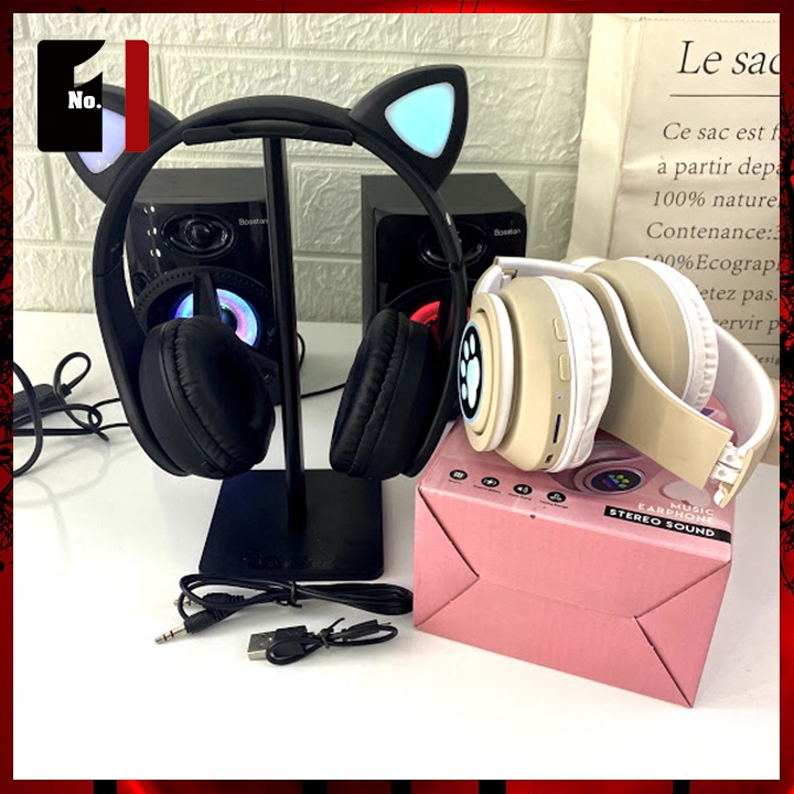 Tai Nghe Nhạc LED Chụp Tai Bluetooth CATEAR VZV-23M TAI MÈO Headphone Úp Tai Không Dây