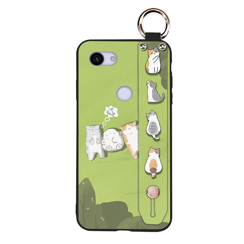 Soft Case Soft Phone Case For Google Pixel 3A/Pixel 3 Lite Kickstand For Woman Lanyard sunflower Fashion Design Wristban