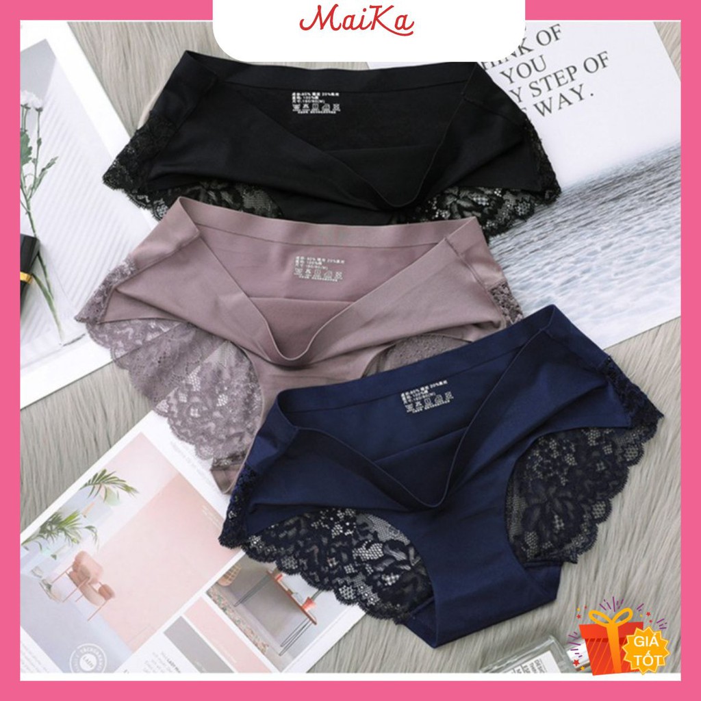 [Mã 12FASHIONSALE1 giảm 10K đơn 50K] Quần lót đúc không đường may phối ren hàng loại 1, phụ kiện thời trang Maika