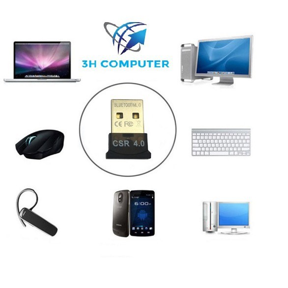 [Siêu rẻ] USB Bluetooth V4.0 kết nối bàn phím, chuột tay cầm chơi game, loa...dành cho PC, Laptop