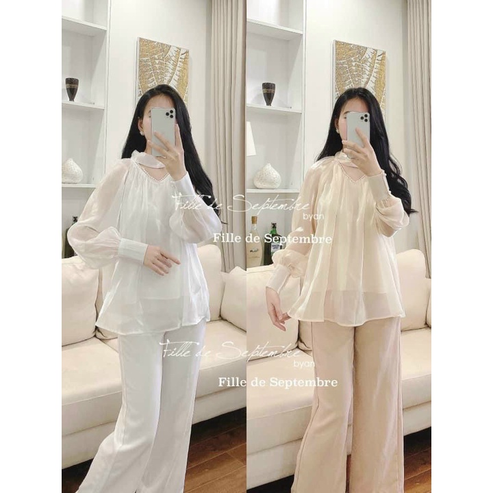áo babydoll tay bồng tiểu thư dấu quần kaca