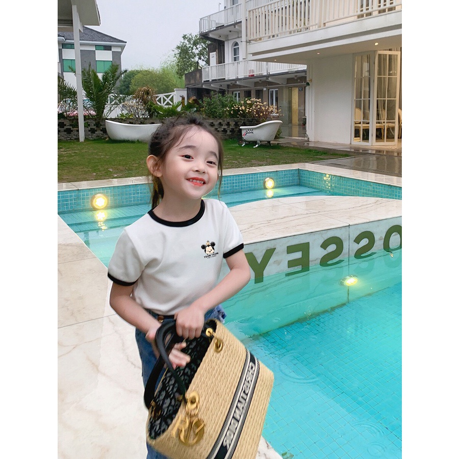 Áo thun đồng phục gia đình Đồ đôi mẹ và bé ALALA cổ tròn viền tay du lịch hè chất cotton