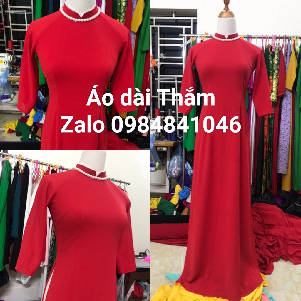 Áo Dài Học Sinh Áo Dài Trơn Truyền Thống 4 Tà Cổ 2cm Vuông Tay Lỡ