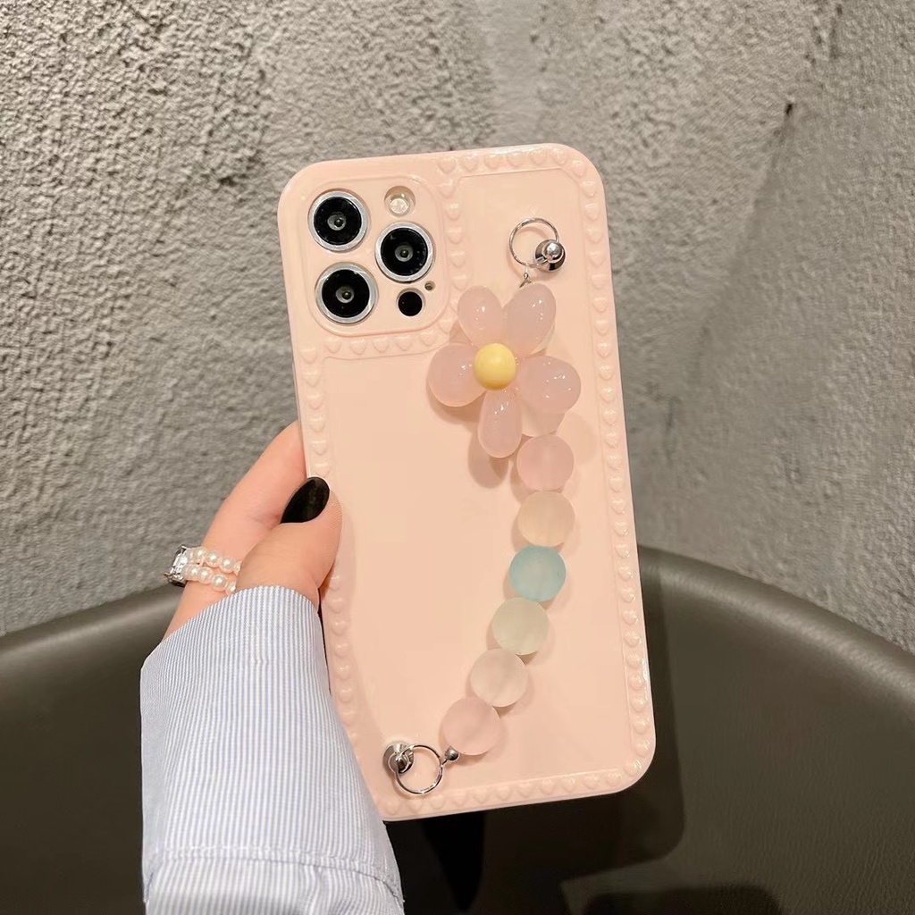 Ốp Điện Thoại tpu Dẻo Họa Tiết Hoa Hướng Dương Kèm Vòng Đeo Tay Cho iphone 12 11 pro max xs max xr x 7 8 plus