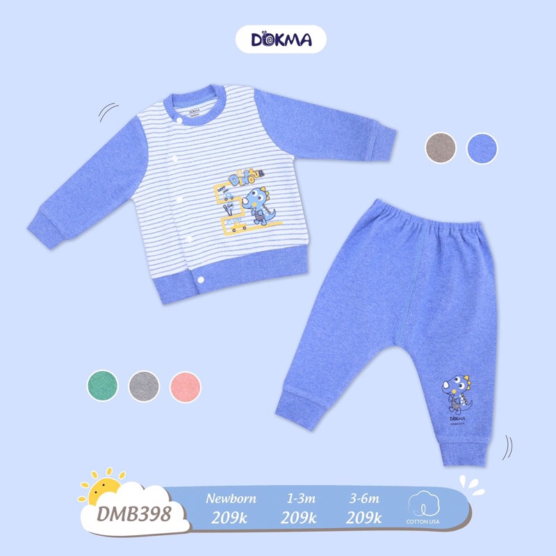 [DMB398] Bộ nỉ cài lệch sơ sinh Dokma ấm áp cho bé