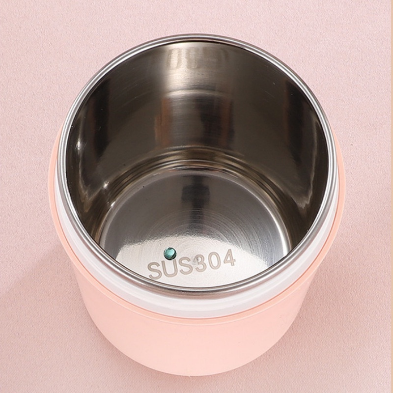 Cốc Đựng Canh Inox 304 Kèm Muỗng Riêng, Hộp Đựng Cháo Canh Soup Bền Đẹp Có Tay Xách Nắp Đậy - Smart Home 1904