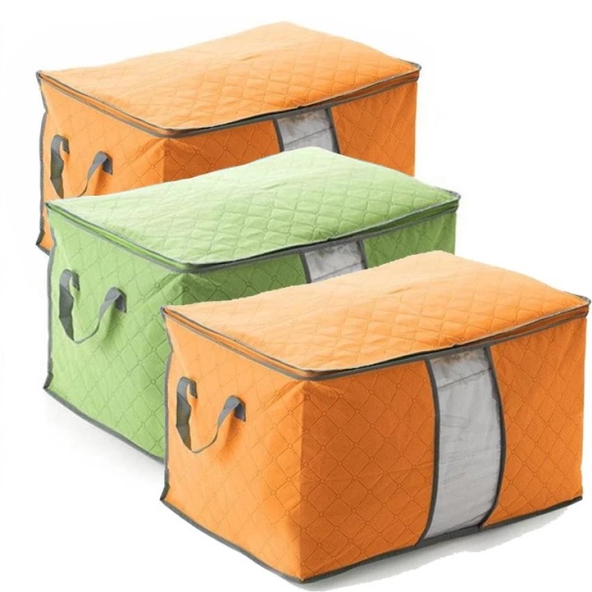 Túi Đựng Quần Áo Chăn Màn Caro Cỡ Lớn Kiểu Mới Có Khoá Kéo Tiện Dụng