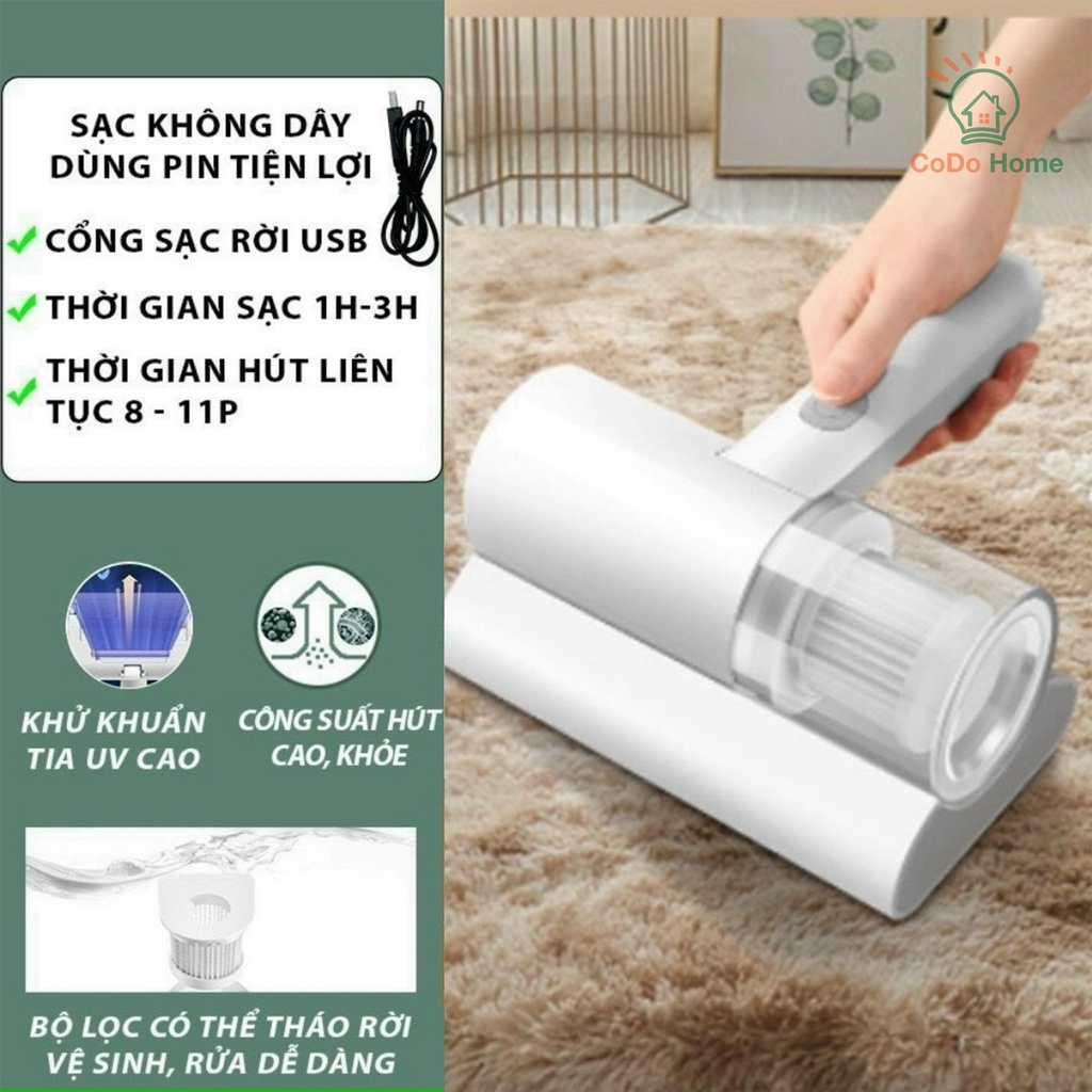 [FREESHIP] Máy Hút Bụi Mini Cầm Tay, Máy Hút Bụi Giường Nệm Diệt Khuẩn 99% Bằng UV