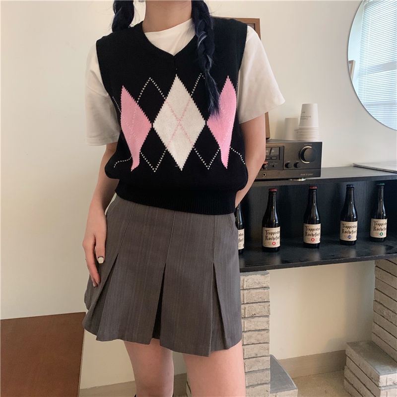 Áo dệt kim không tay dáng ngắn thời trang