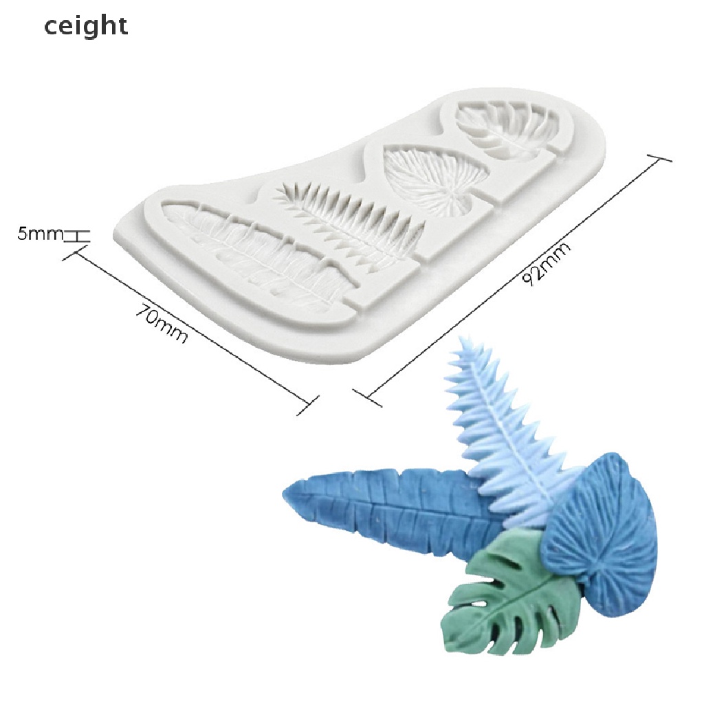 Khuôn silicone làm kẹo đường bánh trang trí resin 4 chiếc lá tiện lợi