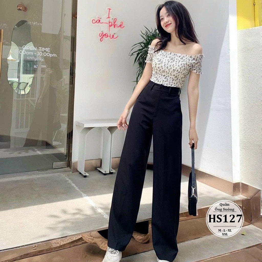 Quần ống suông bigsize 45-90kg lưng cao nữ khóa kéo nút HS127 - Dáng quần tây vải ống rộng bigsize - Size M L XL XXL | BigBuy360 - bigbuy360.vn