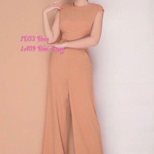 JUMPSUIT DÀI ỐNG RỘNG TAY CON HỞ LƯNG KẾT CHUỖI CỰC SANG CHẢNH