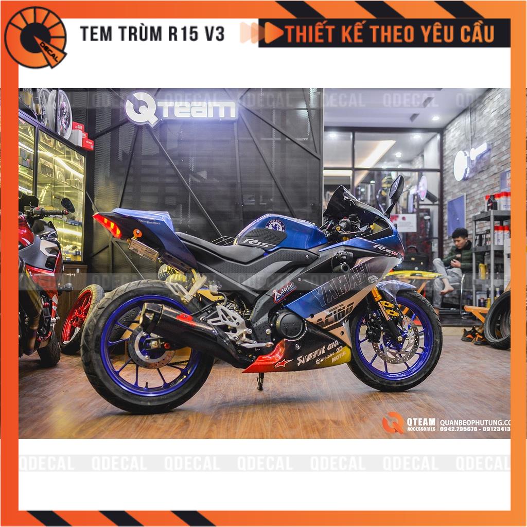 Tem trùm R15 V3 decal 3 lớp đa sắc luxury thiết kế theo yêu cầu