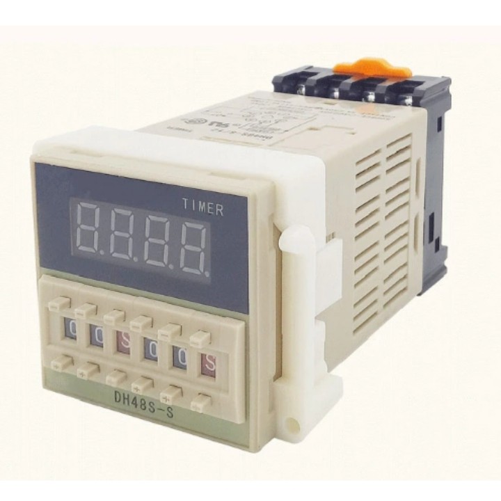 Timer hẹn giờ DH48S luân phiên cài đặt rơ le thời gian đảo và không đảo giá rẻ tặng kèm chân đế PF083A