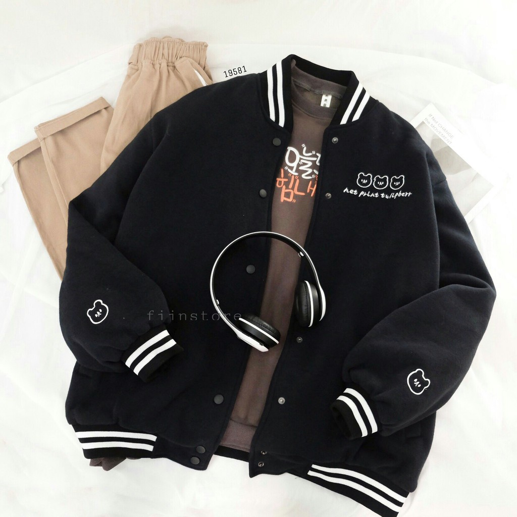 Bomber jacket 3 con gấu - Made by Fiin