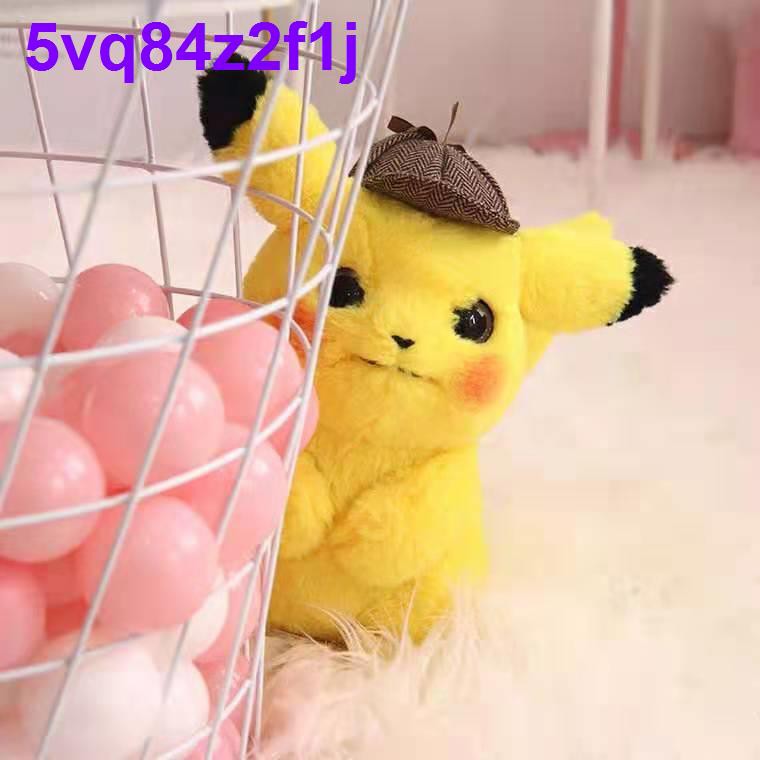 ❐▥Trò chơi búp bê sang trọng Thám tử Pikachu chính hãng phiên bản phim xoay quanh cùng một món quà đồ vải dễ t