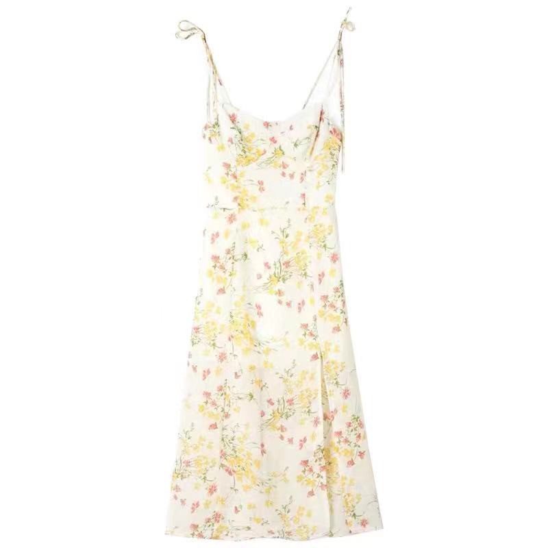 Đầm dây họa tiết hoa phong cách Hàn Quốc cổ điển thời trang dành cho nữ