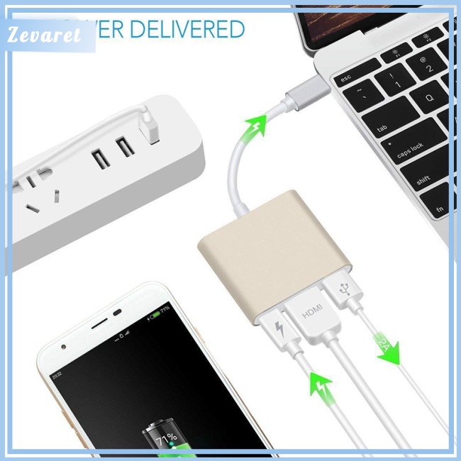 Bộ Chuyển Đổi USB Type C HDMI 4K Sang USB 3.0 Và Cổng Sạc 3.1 Cho Retina MacBook