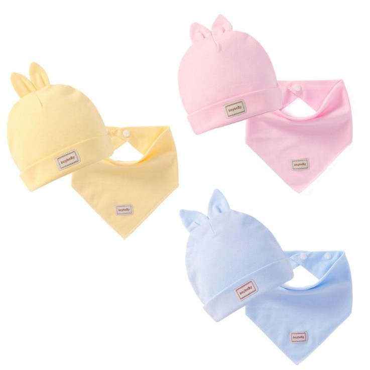 Set Mũ Yếm Cho Bé Từ 0 Đến 6 Tháng Chất Cotton,không làm kích ứng da, an toàn khi sử dụng cho bé.